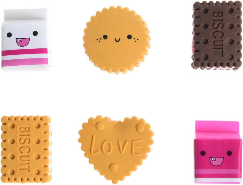 DOMG Cookie Erasers for Kids, 12 Pieces 3D Cute Food Puzzle Mini Biscuit Eraser, Cool Fun Take Apart Desk Pet Erasers for Girls - Image 2